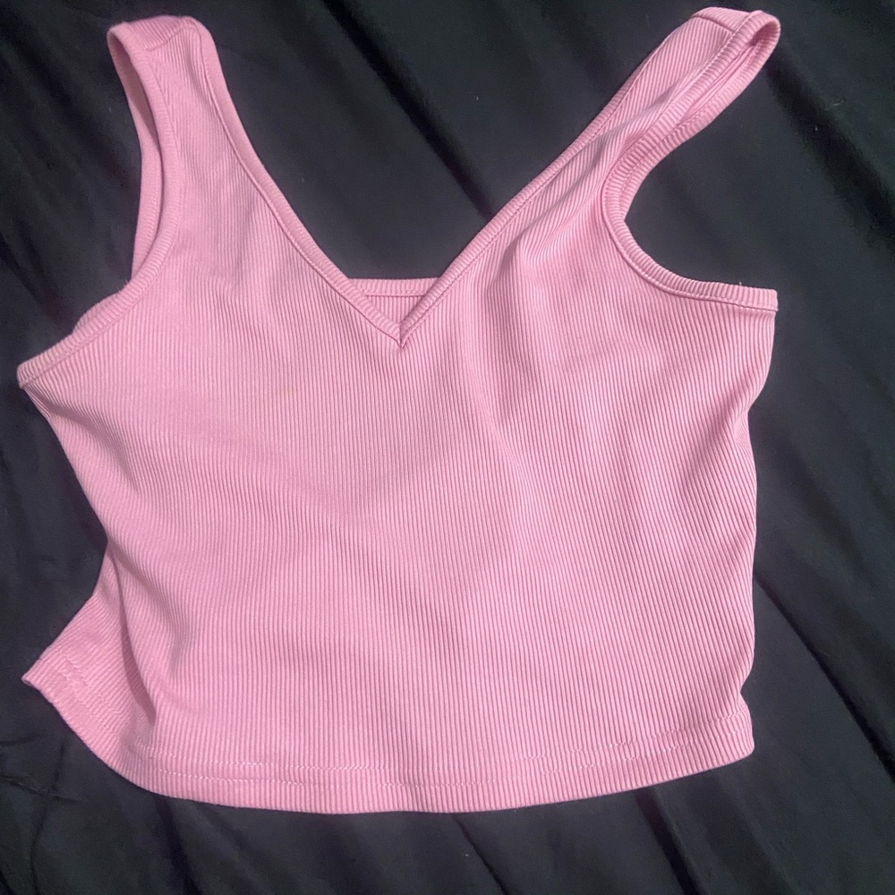 Pink Ribbed Tank Top